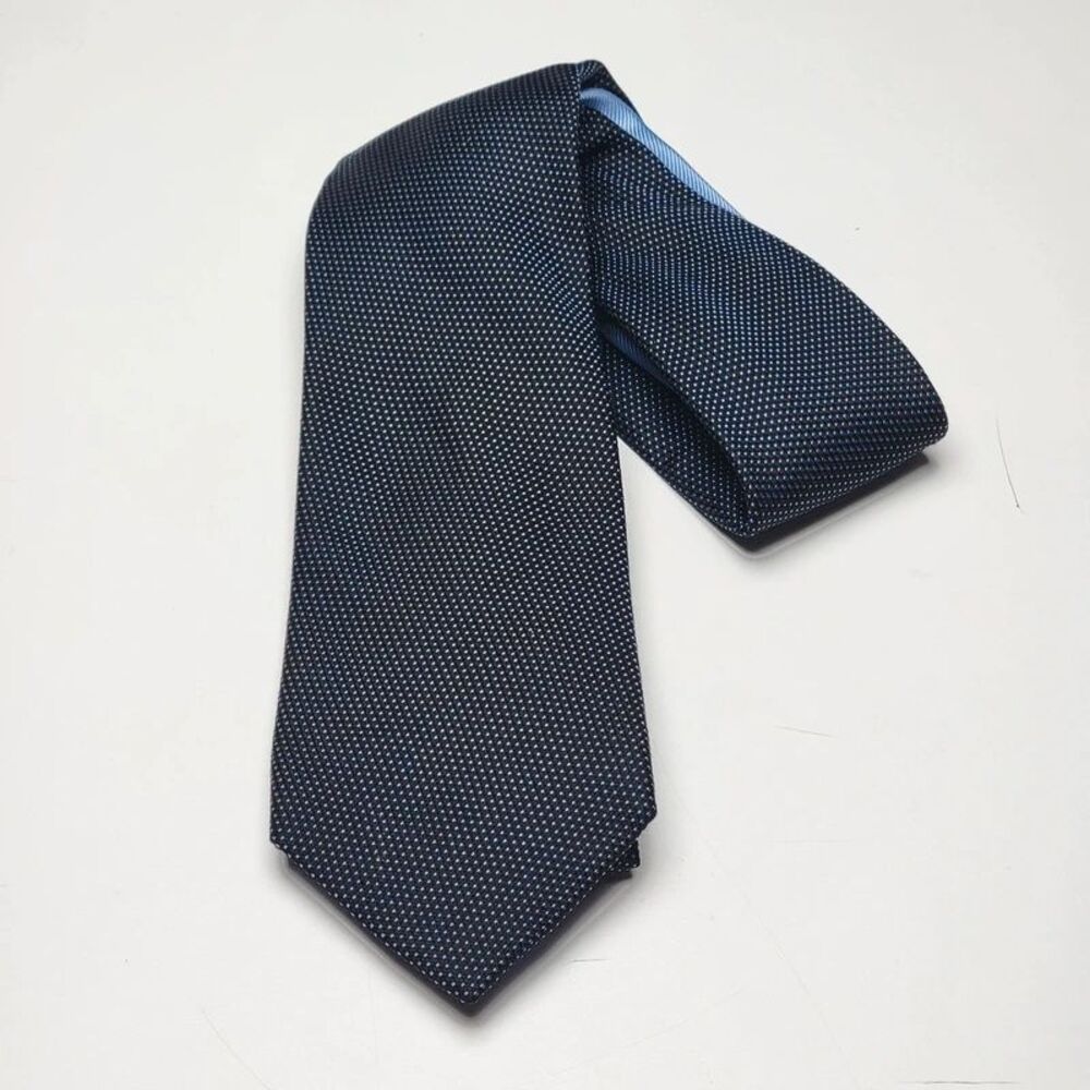 Tommy Hilfiger Mens Tie Blue Textured Micro Geometric Woven Necktie